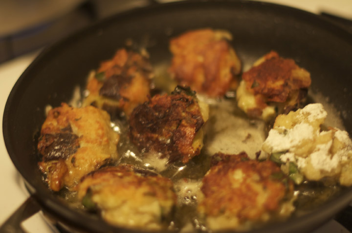 frying eggplant balls frying eggplant balls