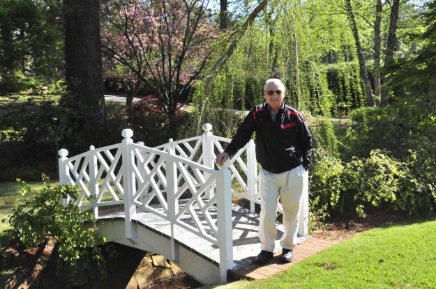 Vince Dooley in his garden