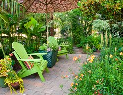 Front Yard Seating Area, Green Adirondack Chairs
Garden Design
Calimesa, CA
