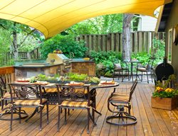 Patio With Covered Dining, Fabric Shade Over Patio
Garden Design
Calimesa, CA
