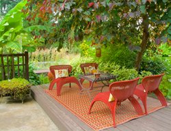 Seating In Shade Garden, Orange Outdoor Chairs
Garden Design
Calimesa, CA
