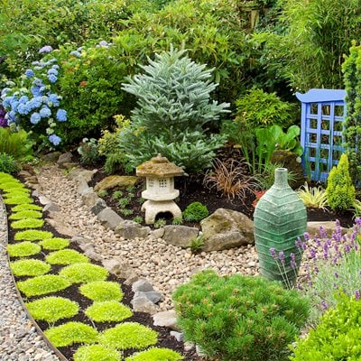 Asian Style Rock Garden, Rock Garden With Blue Screen
"Dream Team's" Portland Garden
Garden Design
Calimesa, CA