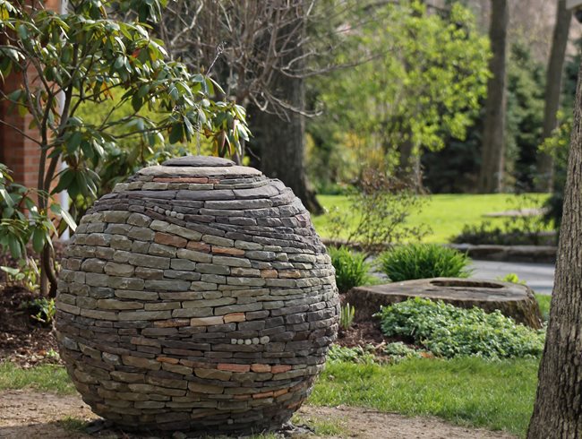 Stacked Stone Garden Sphere | Garden Design