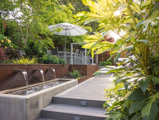 Outdoor Dining Terrace, Canopy Of Trees
Garden Design
Calimesa, CA