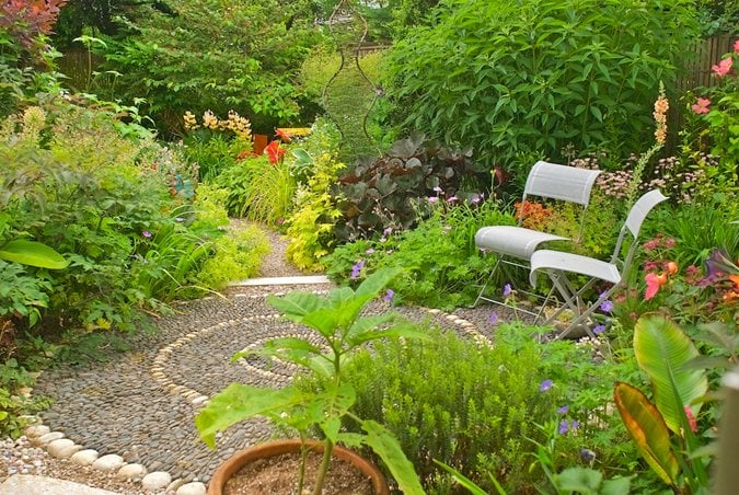 Garden pathway leading to patio destination